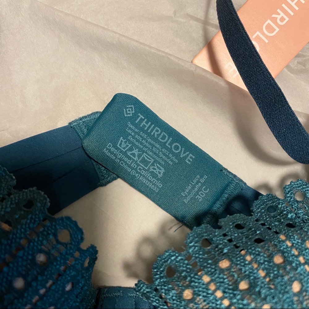 SOLD ThirdLove Lace Eyelet Balconette Bra in Jade - Picture 4 of 5